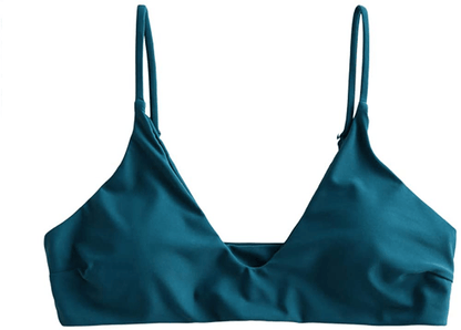 ZAFUL Women's Leaf Print Bathing Suits Adjustable Straps Bikini Set Apparel & Accessories > Clothing > Swimwear ZAFUL Top Only - Peacock Blue Small 