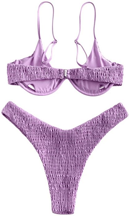 ZAFUL Women's Leopard Print Underwire High Cut Triangle Bikini Set Swimsuit Apparel & Accessories > Clothing > Swimwear ZAFUL   