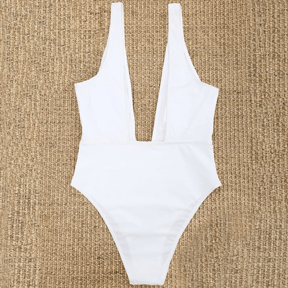 ZAFUL Women'S Sexy Plunging Neck Solid Color One Piece Swimwear Apparel & Accessories > Clothing > Swimwear Kylie Max   