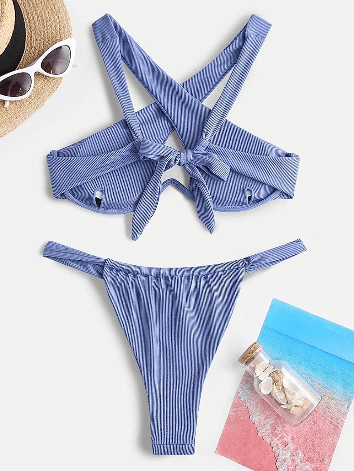 ZAFUL Women's Sexy Push-up Bandage Bikini Criss Cross Swimsuits Cheeky Two Pieces Swimwear Apparel & Accessories > Clothing > Swimwear ZAFUL   