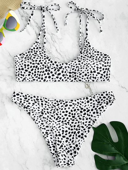 ZAFUL Women's Sexy Tie Shoulders Ribbed Bikini Set Padded Strap Triangle Swimsuit Apparel & Accessories > Clothing > Swimwear ZAFUL   