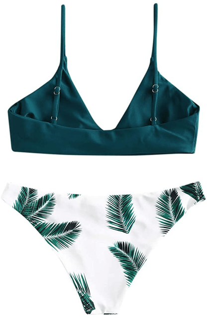 ZAFUL Women's Solid Spaghetti Strap Bralette Bikini Set Two Piece Swimsuit Apparel & Accessories > Clothing > Swimwear ZAFUL   