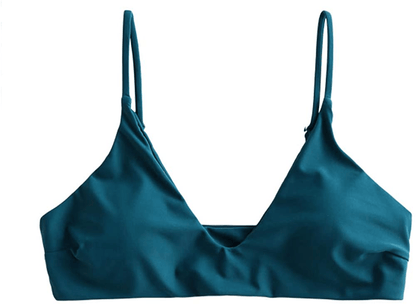 ZAFUL Women's Solid Spaghetti Strap Bralette Bikini Set Two Piece Swimsuit Apparel & Accessories > Clothing > Swimwear ZAFUL Z-top-peacock Blue Small 
