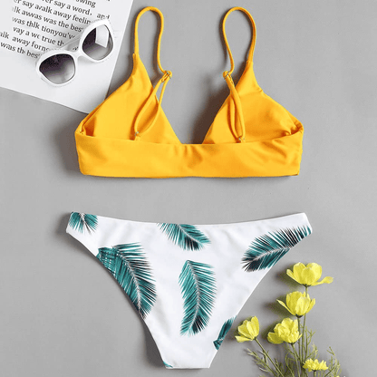 ZAFUL Women's Solid Spaghetti Strap Bralette Bikini Set Two Piece Swimsuit Apparel & Accessories > Clothing > Swimwear ZAFUL   