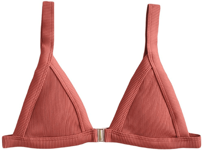 ZAFUL Women's Straps Textured Ribbed Front Closure High Cut Bikini Set Swimsuit Apparel & Accessories > Clothing > Swimwear ZAFUL Z-top-sepia Large 