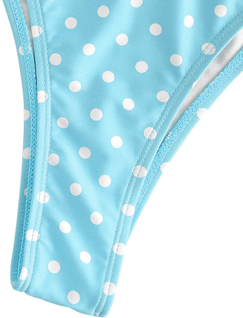 ZAFUL Women's Swimsuit Halter Ribbed Polka Dot Tie Dye String Bathing Suit Bikini Set Apparel & Accessories > Clothing > Swimwear ZAFUL   