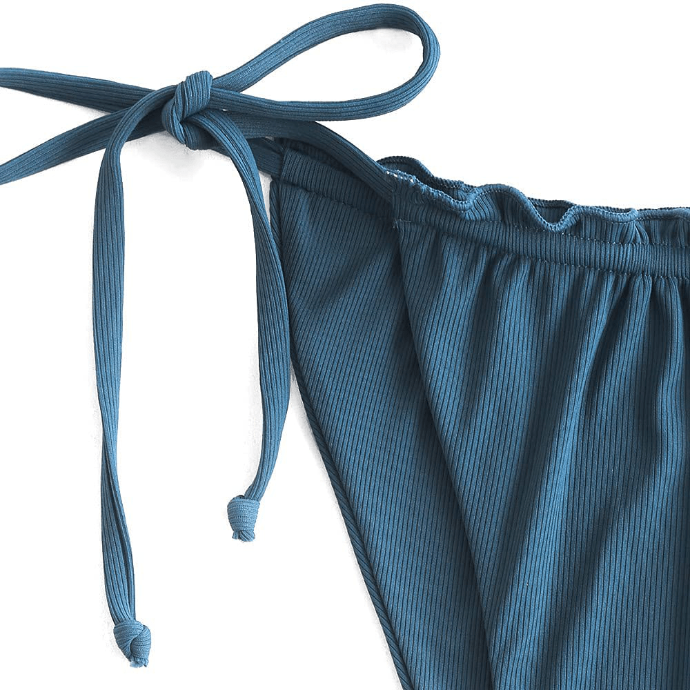 ZAFUL Women's Tie Cutout Keyhole Cami String Bikini Set Two Piece Swimsuit Apparel & Accessories > Clothing > Swimwear ZAFUL   