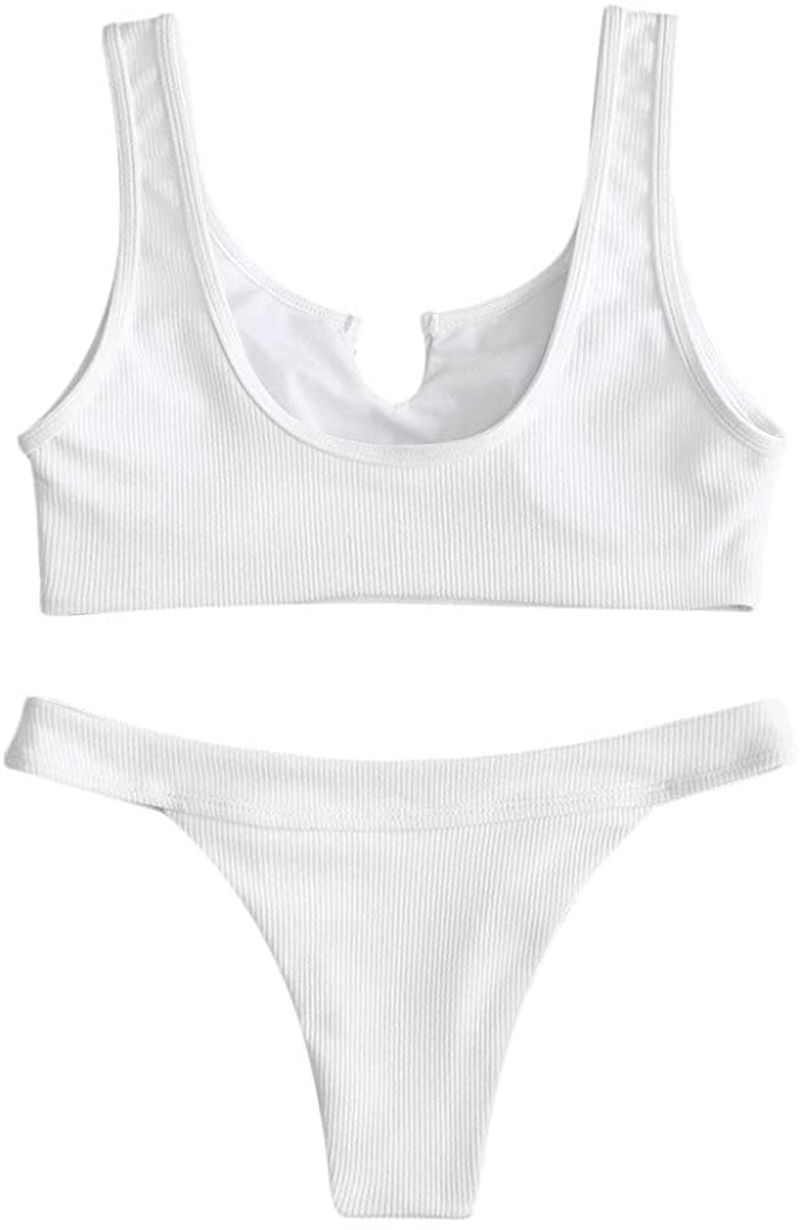 ZAFUL Women's Tie Dye V-Notch Cutout High Cut Bikini Set Two Piece Swimsuit Apparel & Accessories > Clothing > Swimwear ZAFUL   