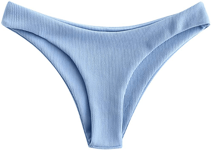 ZAFUL Women's V-Wire Padded Ribbed High Cut Cami Bikini Set Two Piece Swimsuit Apparel & Accessories > Clothing > Swimwear ZAFUL X-bottom Blue Medium 