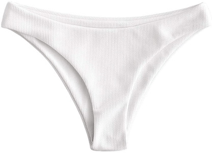 ZAFUL Women's V-Wire Padded Ribbed High Cut Cami Bikini Set Two Piece Swimsuit Apparel & Accessories > Clothing > Swimwear ZAFUL X-bottom White Small 