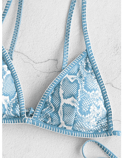 ZAFUL Women's Whip Stitch Textured String Triangle Bikini Set Two Piece Swimsuit Apparel & Accessories > Clothing > Swimwear ZAFUL   
