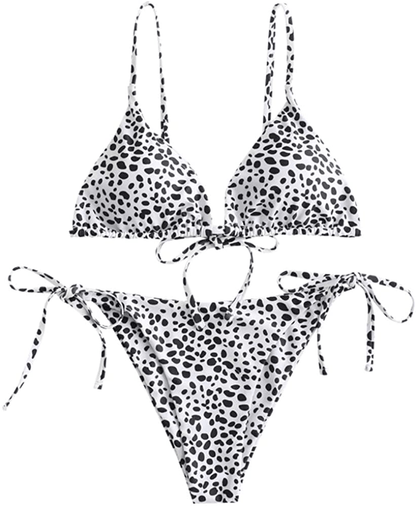 ZAFUL Women's Whip Stitch Textured String Triangle Bikini Set Two Piece Swimsuit Apparel & Accessories > Clothing > Swimwear ZAFUL Zf-white Large 