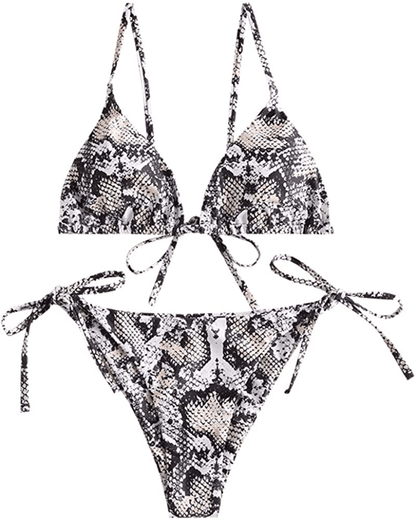 ZAFUL Women's Whip Stitch Textured String Triangle Bikini Set Two Piece Swimsuit Apparel & Accessories > Clothing > Swimwear ZAFUL Zf-orange Gold Small 