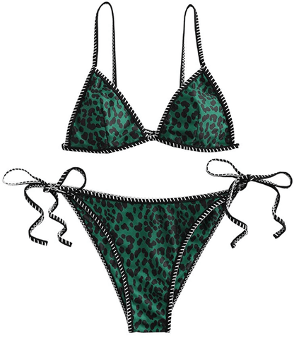ZAFUL Women's Whip Stitch Textured String Triangle Bikini Set Two Piece Swimsuit Apparel & Accessories > Clothing > Swimwear ZAFUL C-multi-d Small 