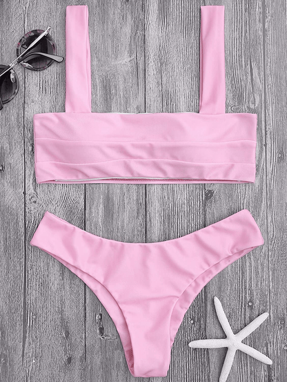 ZAFUL Women's Wide Straps Padded Bandeau Bikini Set Apparel & Accessories > Clothing > Swimwear ZAFUL   