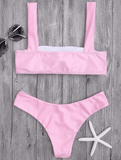 ZAFUL Women's Wide Straps Padded Bandeau Bikini Set Apparel & Accessories > Clothing > Swimwear ZAFUL   