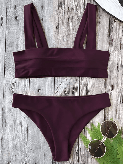 ZAFUL Women's Wide Straps Padded Bandeau Bikini Set Apparel & Accessories > Clothing > Swimwear ZAFUL   