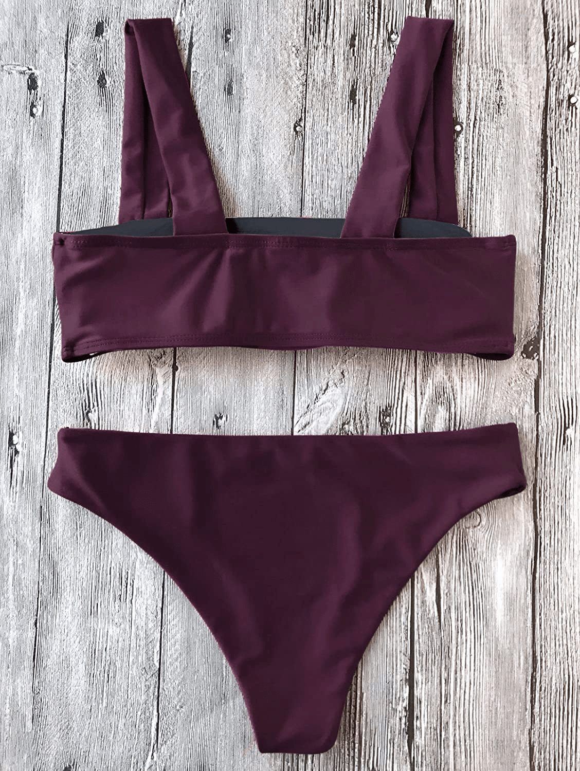 ZAFUL Women's Wide Straps Padded Bandeau Bikini Set Apparel & Accessories > Clothing > Swimwear ZAFUL   