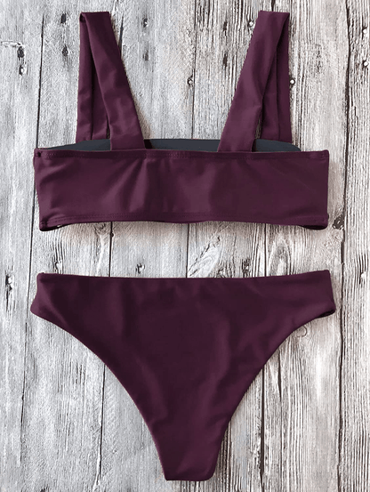 ZAFUL Women's Wide Straps Padded Bandeau Bikini Set Apparel & Accessories > Clothing > Swimwear ZAFUL   