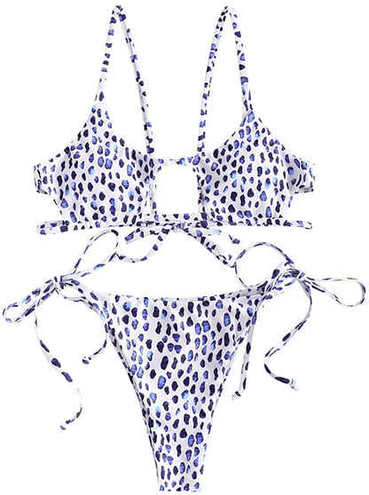 ZAFUL Womens Ribbed Braided Cut Out Bikini Set Sexy Adjustable Straps Two Piece Swimsuits Apparel & Accessories > Clothing > Swimwear ZAFUL   
