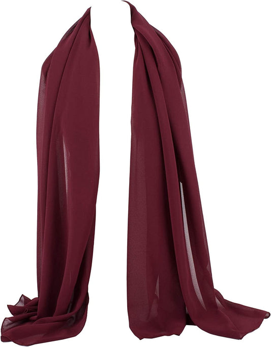 ZAKIRA Chiffon Scarf Sheer Wrap for Women Apparel & Accessories > Clothing Accessories > Scarves & Shawls ZAKIRA Burgundy  