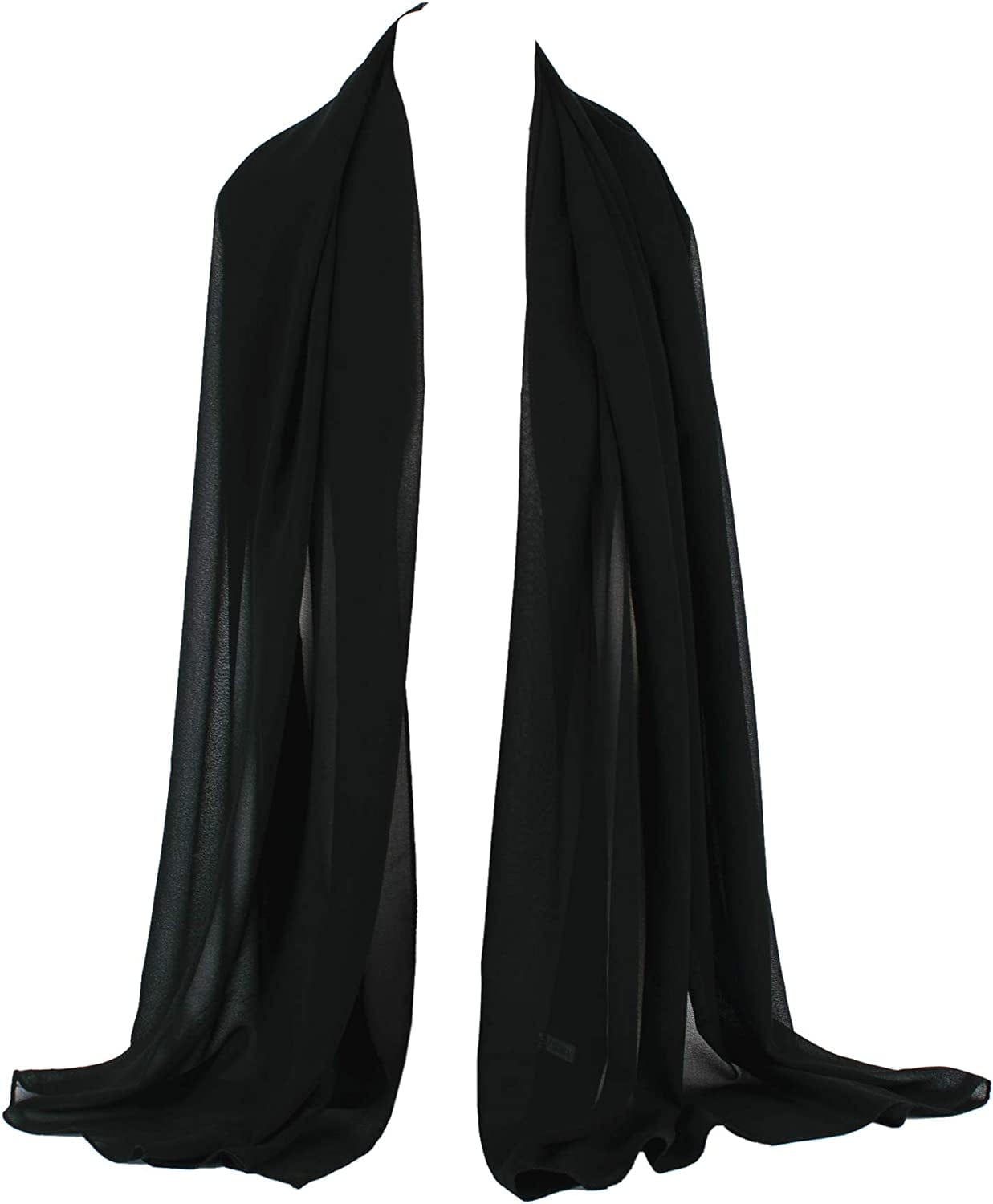 ZAKIRA Chiffon Scarf Sheer Wrap for Women Apparel & Accessories > Clothing Accessories > Scarves & Shawls ZAKIRA Black  
