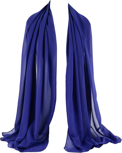 ZAKIRA Chiffon Scarf Sheer Wrap for Women Apparel & Accessories > Clothing Accessories > Scarves & Shawls ZAKIRA Royal Blue  