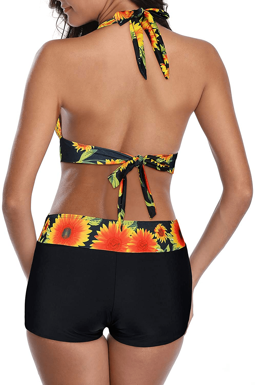 Zando Bikini Swimsuit for Women Boyshort Two Piece Bathsuit Athletic V Neck Swimwear Vintage Halter Swimming Suits Apparel & Accessories > Clothing > Swimwear KYLIE MAX   