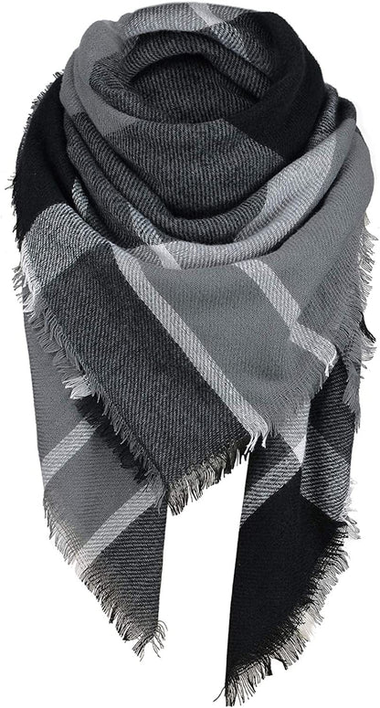 Zando Plaid Blanket Thick Winter Scarf Tartan Chunky Wrap Oversized Shawl Cape Scarves Apparel & Accessories > Clothing Accessories > Scarves & Shawls KYLIE MAX S Winter Grey Scarf One Size 