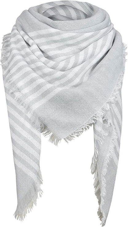 Zando Plaid Blanket Thick Winter Scarf Tartan Chunky Wrap Oversized Shawl Cape Scarves Apparel & Accessories > Clothing Accessories > Scarves & Shawls KYLIE MAX L White Grey Scarf One Size 