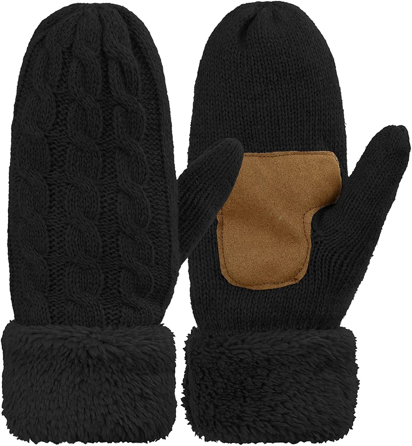 Zando Winter Warm Mittens for Women Thick Knitted Mittens Gloves Soft Lining Mittens Cold Weather Accessories Gifts Apparel & Accessories > Clothing Accessories > Gloves & Mittens KYLIE MAX A Black One Size 