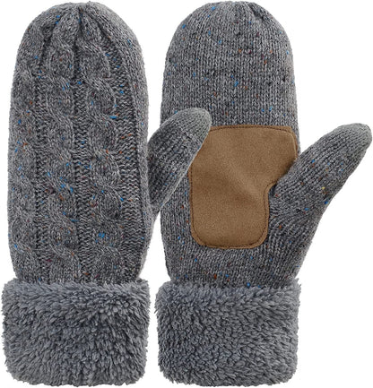 Zando Winter Warm Mittens for Women Thick Knitted Mittens Gloves Soft Lining Mittens Cold Weather Accessories Gifts Apparel & Accessories > Clothing Accessories > Gloves & Mittens KYLIE MAX B Dotted Grey One Size 