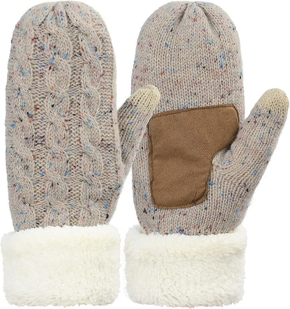 Zando Winter Warm Mittens for Women Thick Knitted Mittens Gloves Soft Lining Mittens Cold Weather Accessories Gifts Apparel & Accessories > Clothing Accessories > Gloves & Mittens KYLIE MAX B Dotted Khaki One Size 