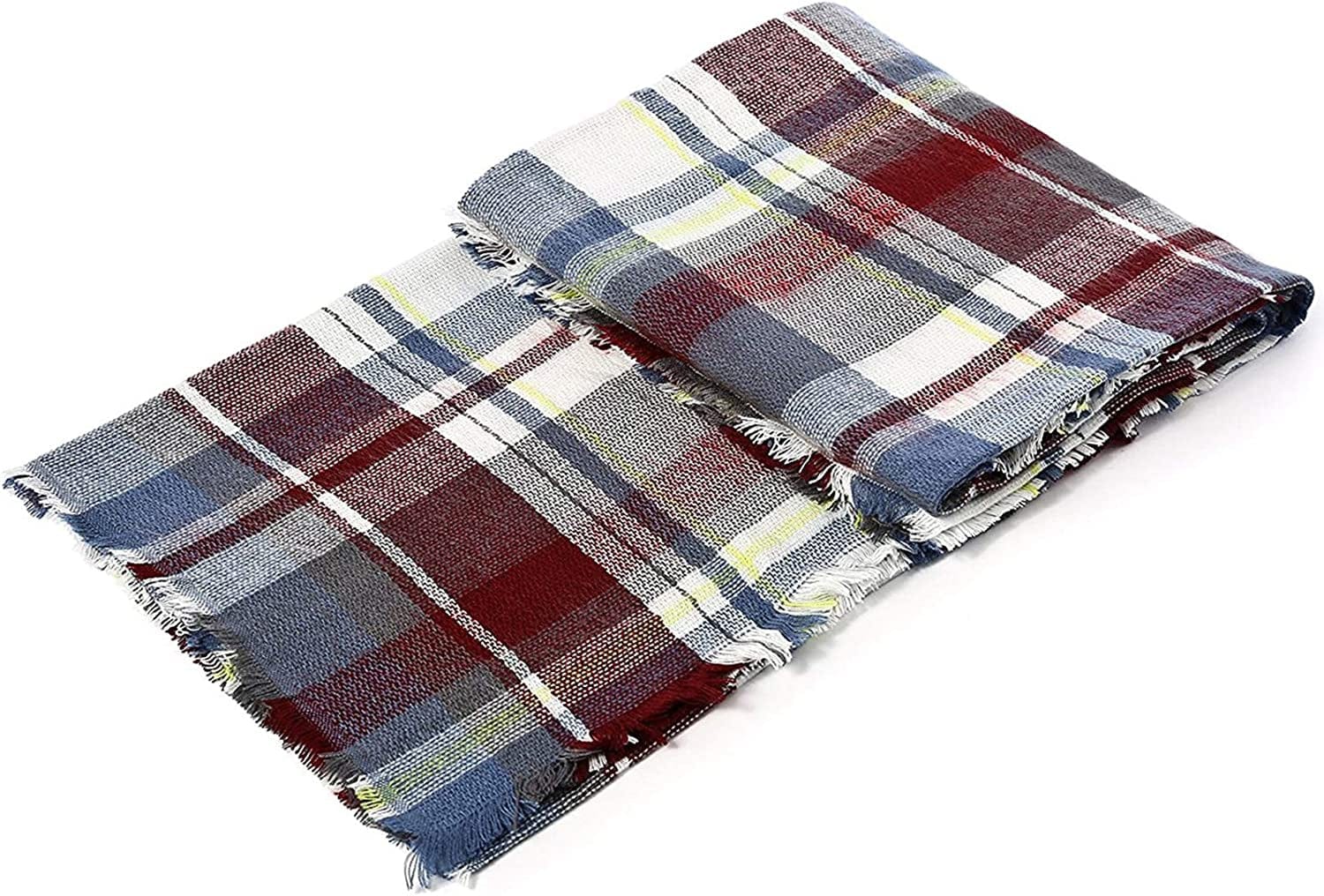 Zando Womens Plaid Scarf Classic Fall Winter Scarf Tassel Chunky Wrap Oversized Shawl Cape Scarves Apparel & Accessories > Clothing Accessories > Scarves & Shawls KYLIE MAX   