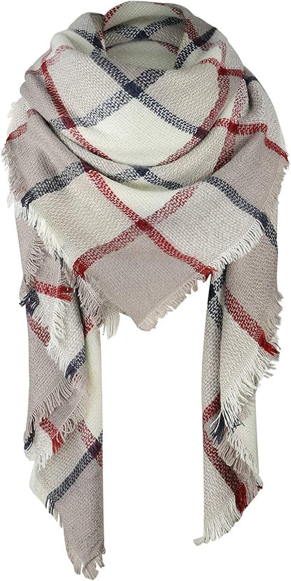 Zando Womens Winter Scarf Tassel Plaid Scarf Chunky Blanket Scarves Soft Lightweight Blanket Thick Large Wrap Shawl 2 Apparel & Accessories > Clothing Accessories > Scarves & Shawls Zando K Coffee Beige Scarf One Size 