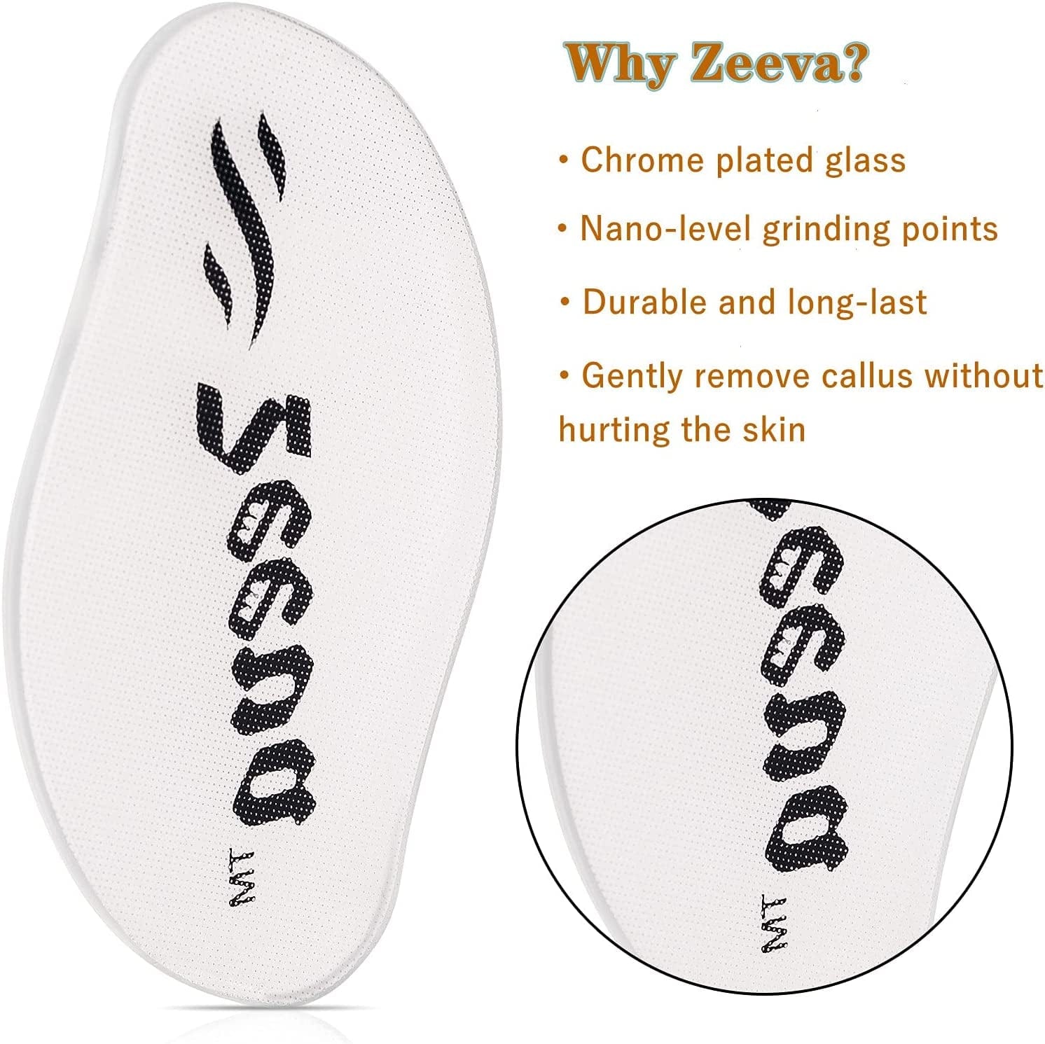 Zeeva Chrome Plated Glass Foot File, Foot Care Pedicure Tool, Hard Skin Cuticle Remover Scrubber, Great for Dead Skin Removal, Cracking, Used on Both Wet and Dry Feet Health & Beauty > Personal Care > Foot Care Zeeva   