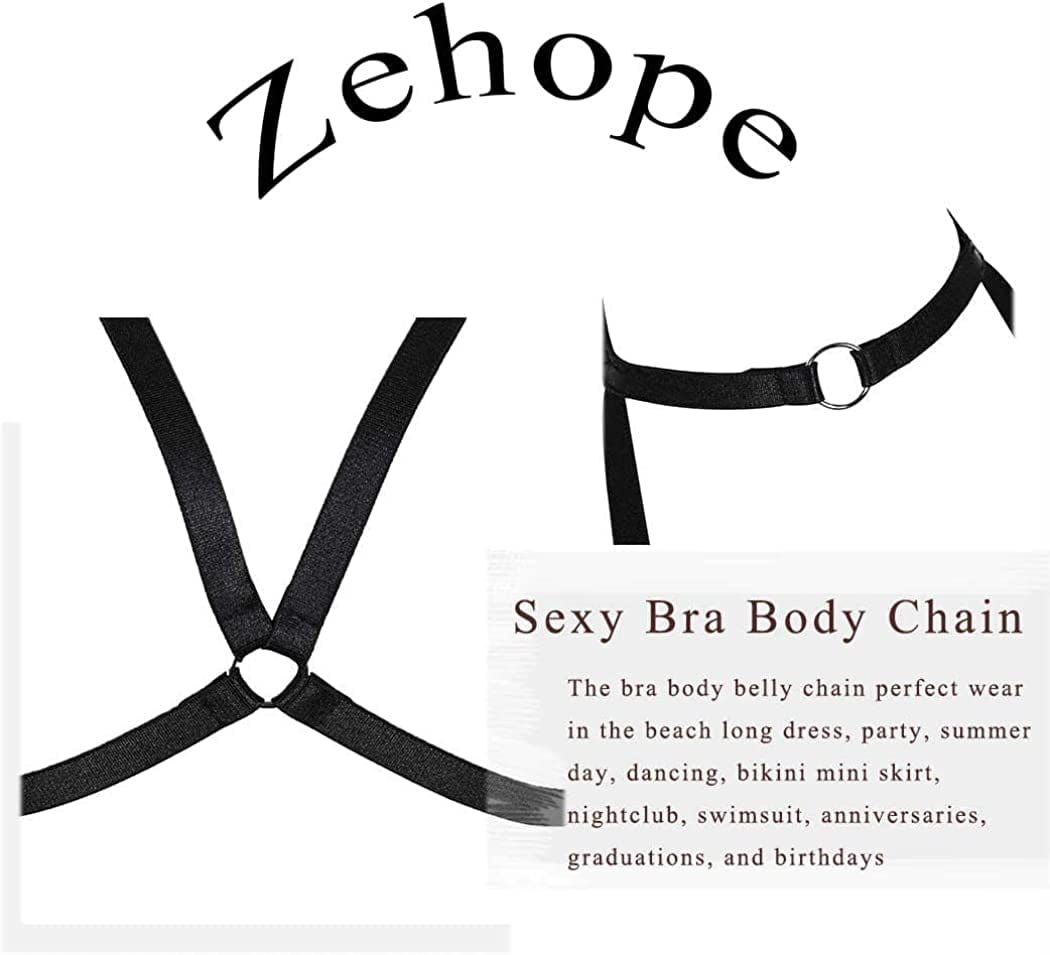 Zehope Black Bra Body Chain Belt Elastic Bra Body Chain Sexy Black Body Chain Belt Jewelry for Women and Girls… Apparel & Accessories > Jewelry > Body Jewelry Zehope   