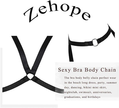 Zehope Black Bra Body Chain Belt Elastic Bra Body Chain Sexy Black Body Chain Belt Jewelry for Women and Girls… Apparel & Accessories > Jewelry > Body Jewelry Zehope   