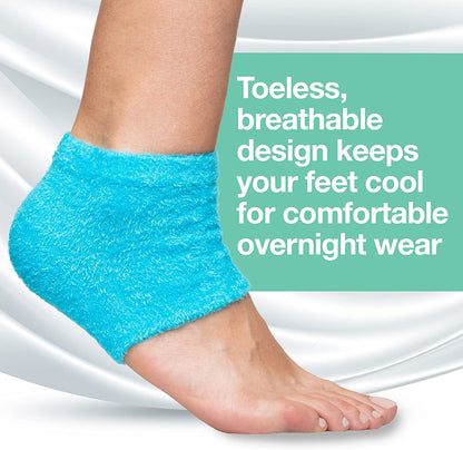 Zentoes Moisturizing Heel Socks 2 Pairs Gel Lined Fuzzy Toeless Spa Socks to Heal and Treat Dry, Cracked Heels While You Sleep (Regular, Blue) Health & Beauty > Personal Care > Foot Care ZenToes   