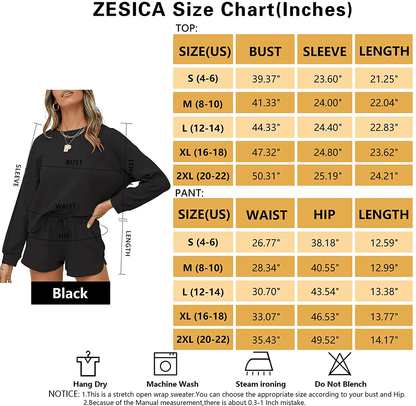 ZESICA Women's Waffle Knit Long Sleeve Top and Shorts Pullover Nightwear Lounge Pajama Set with Pockets Apparel & Accessories > Clothing > Sleepwear & Loungewear > Pajamas KYLIE MAX   