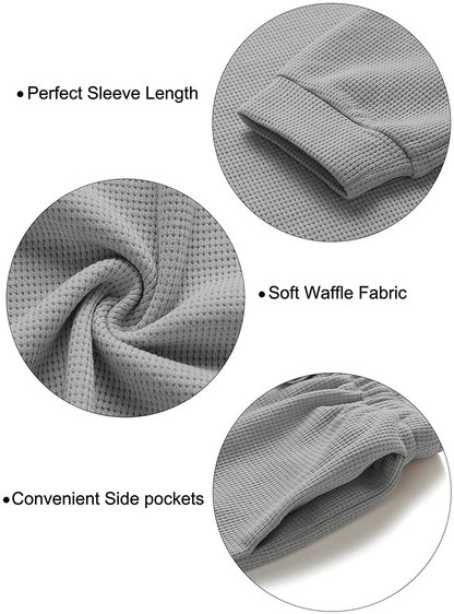 ZESICA Women's Waffle Knit Long Sleeve Top and Shorts Pullover Nightwear Lounge Pajama Set with Pockets Apparel & Accessories > Clothing > Sleepwear & Loungewear > Pajamas ZESICA   
