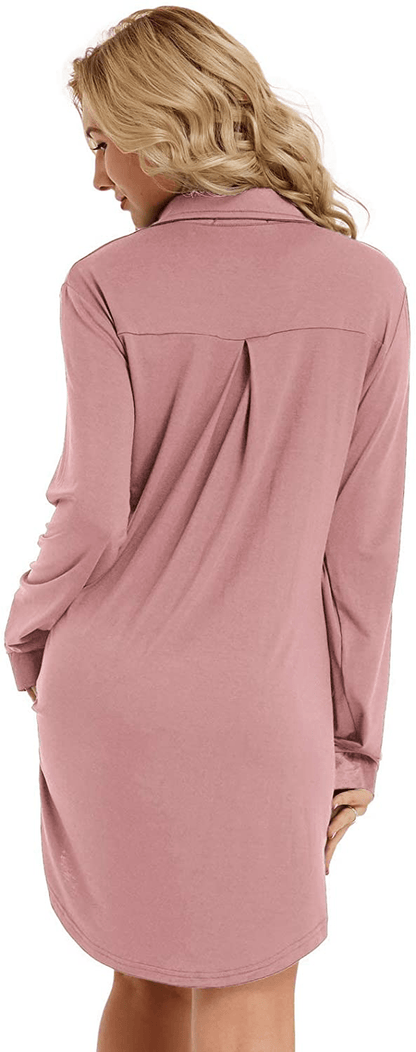 Zexxxy Womens Nightgown Long Sleeve Button down Pajama Top Soft Sleepwear Nightshirt Lapel Nightdress Apparel & Accessories > Clothing > Sleepwear & Loungewear > Nightgowns Kylie Max   