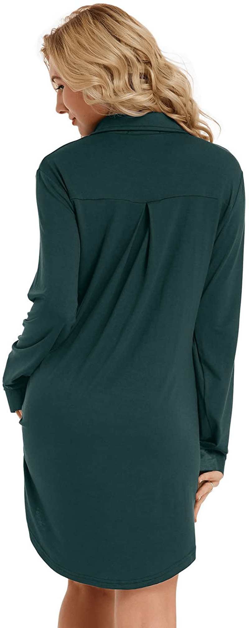 Zexxxy Womens Nightgown Long Sleeve Button down Pajama Top Soft Sleepwear Nightshirt Lapel Nightdress Apparel & Accessories > Clothing > Sleepwear & Loungewear > Nightgowns Kylie Max   