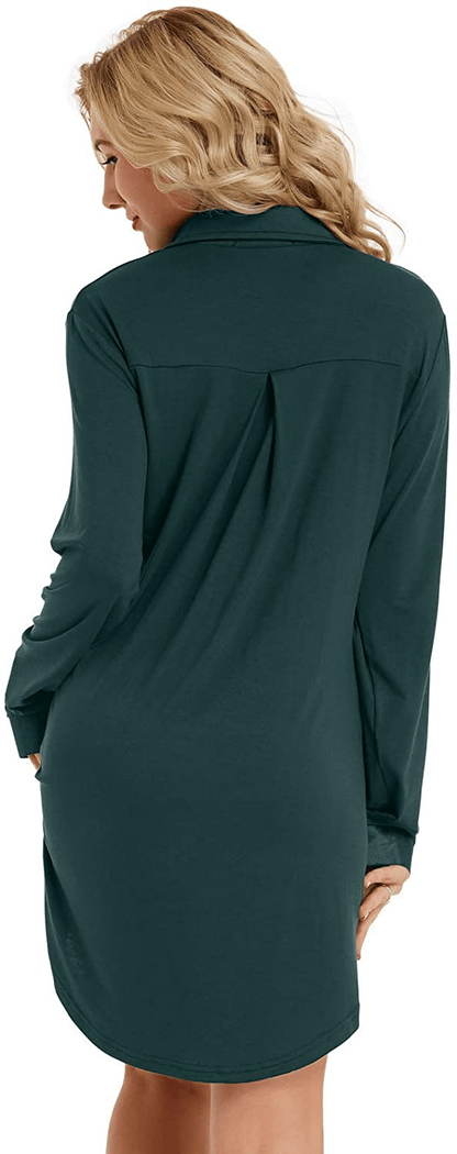 Zexxxy Womens Nightgown Long Sleeve Button down Pajama Top Soft Sleepwear Nightshirt Lapel Nightdress Apparel & Accessories > Clothing > Sleepwear & Loungewear > Nightgowns Kylie Max   