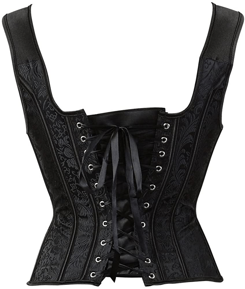 Zhitunemi Women'S Gothic Jacquard Shoulder Straps Tank Overbust Corset Bustiers Apparel & Accessories > Clothing > Underwear & Socks > Lingerie Zhitunemi   