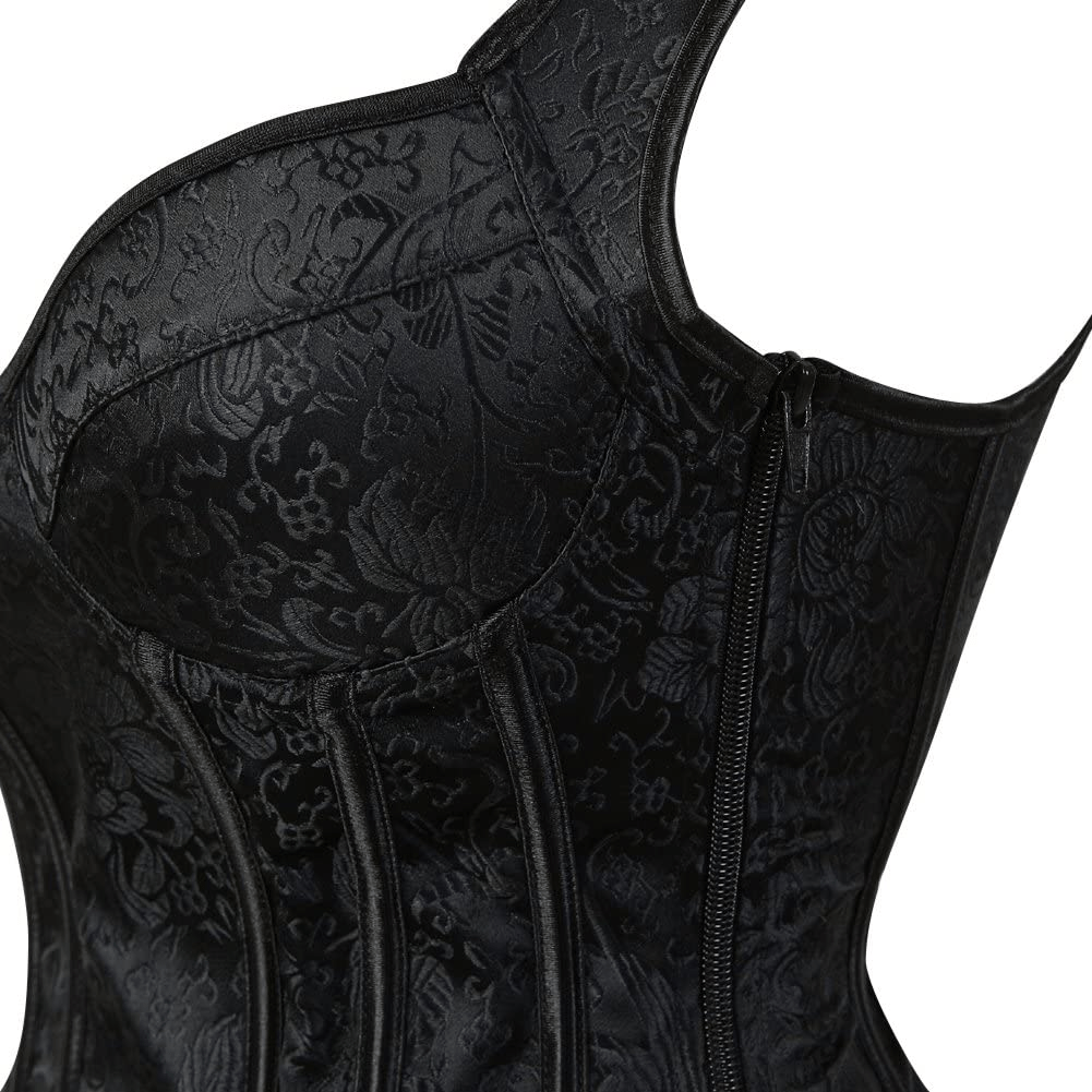 Zhitunemi Women'S Gothic Jacquard Shoulder Straps Tank Overbust Corset Bustiers Apparel & Accessories > Clothing > Underwear & Socks > Lingerie Zhitunemi   