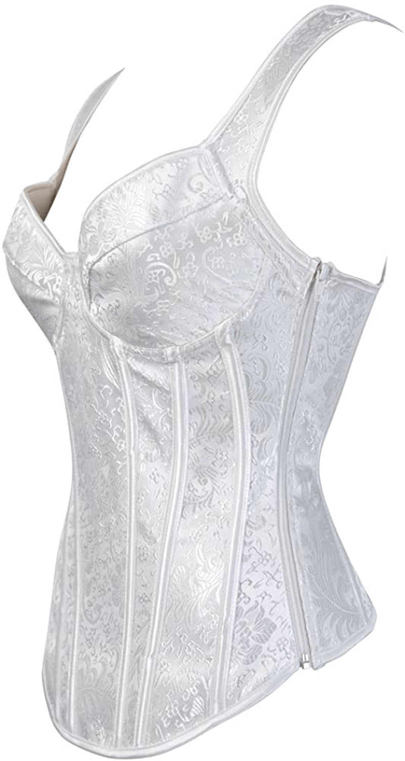 Zhitunemi Women'S Gothic Jacquard Shoulder Straps Tank Overbust Corset Bustiers Apparel & Accessories > Clothing > Underwear & Socks > Lingerie Zhitunemi   