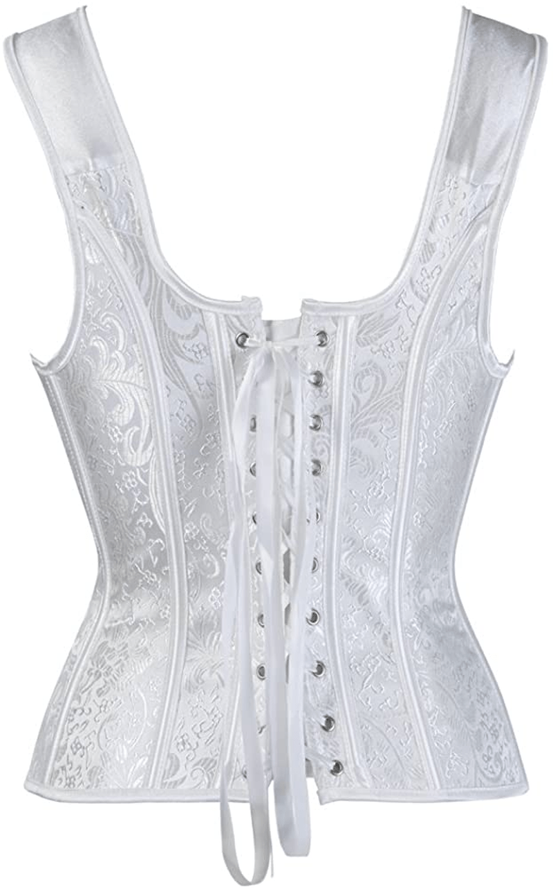 Zhitunemi Women'S Gothic Jacquard Shoulder Straps Tank Overbust Corset Bustiers Apparel & Accessories > Clothing > Underwear & Socks > Lingerie Zhitunemi   