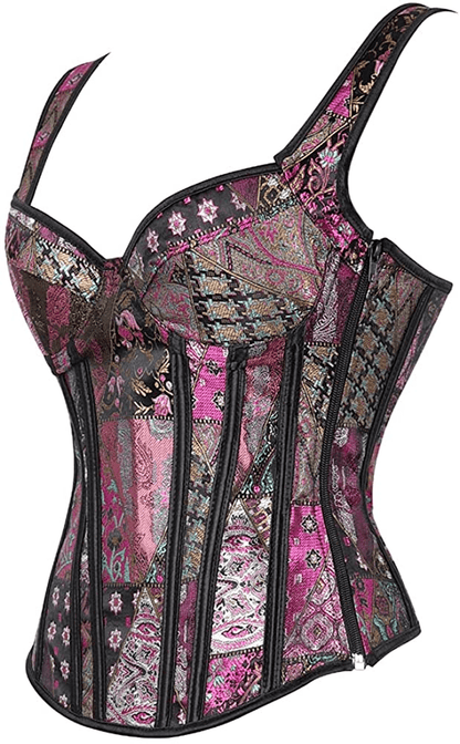 Zhitunemi Women'S Gothic Jacquard Shoulder Straps Tank Overbust Corset Bustiers Apparel & Accessories > Clothing > Underwear & Socks > Lingerie Zhitunemi   