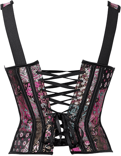 Zhitunemi Women'S Gothic Jacquard Shoulder Straps Tank Overbust Corset Bustiers Apparel & Accessories > Clothing > Underwear & Socks > Lingerie Zhitunemi   